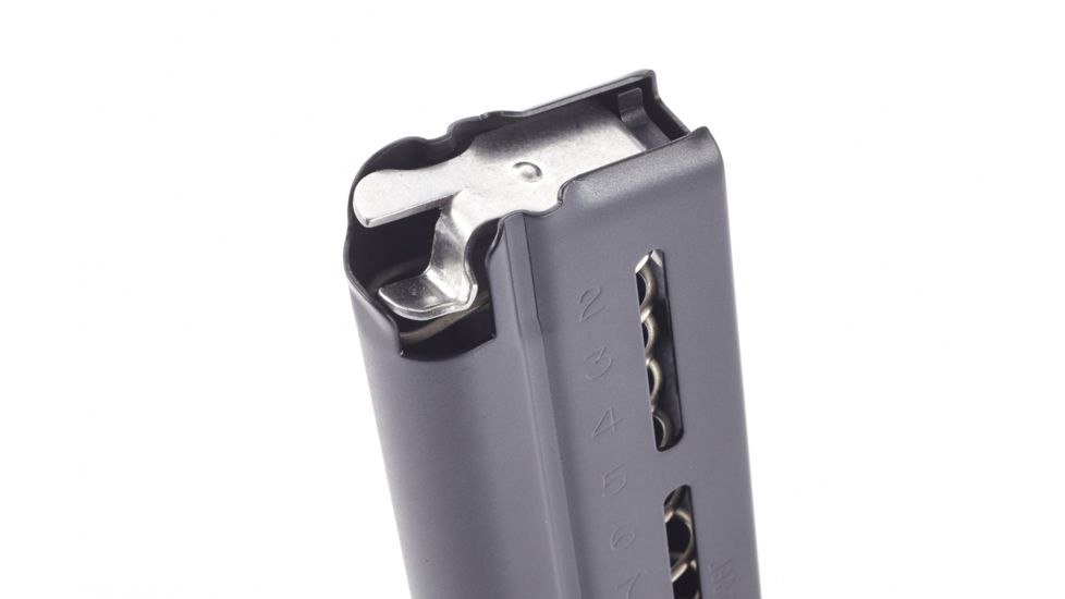 Wilson Combat 1911 Elite Tactical Pistol Magazine, 9mm, Compact, 8-Round, Flush Fit Steel Base Pad, Blk Fluoropolymer 500-9C8B
