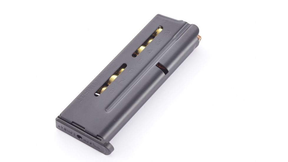Wilson Combat 1911 Elite Tactical Pistol Magazine, 9mm, Compact, 8-Round, Flush Fit Steel Base Pad, Blk Fluoropolymer 500-9C8B