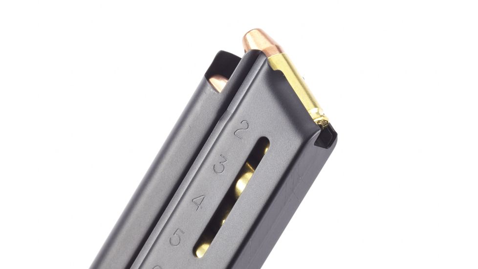 Wilson Combat 1911 Elite Tactical Pistol Magazine, 9mm, Compact, 8-Round, Flush Fit Steel Base Pad, Blk Fluoropolymer 500-9C8B