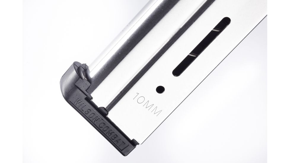 Wilson Combat 1911 Magazine, 10mm, Full-Size, 9 Round, Standard Base Pad, Silver 47NX