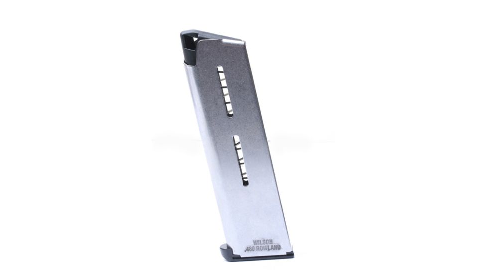 Wilson Combat 1911 Magazine, .460 Roland, Full-Size, 7 Round, Lo-Profile Steel Base Pad, Silver 47RR