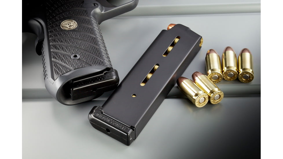 Wilson Combat 1911 Magazine, Standard Base Pad, .45 ACP, FS, 8 RD, Black, 47-45FS8B-8RD