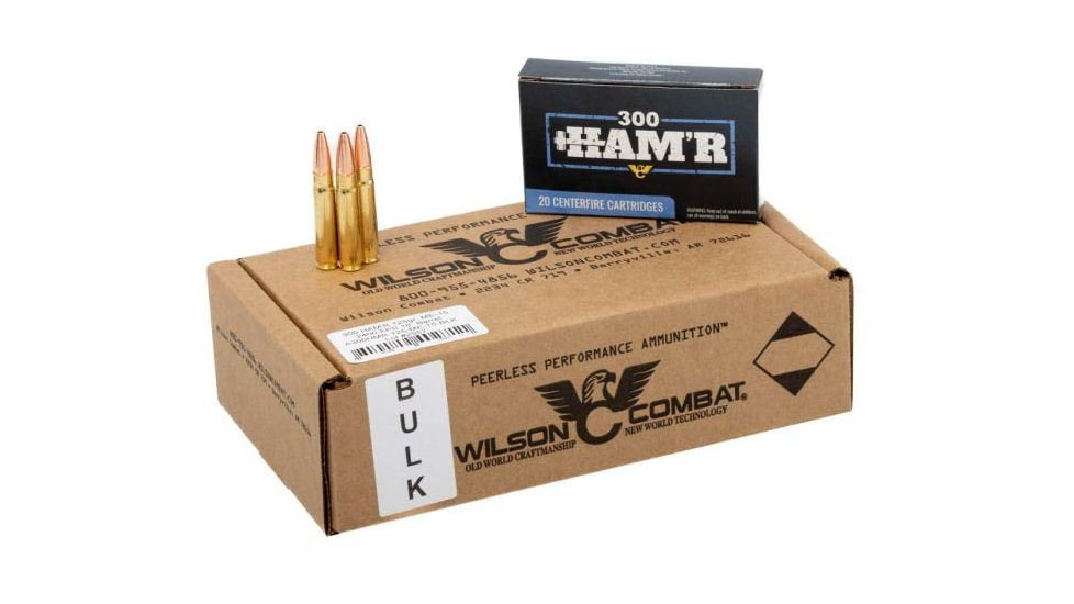 Wilson Combat 300 HAMR 125 Grain Maximum Expansion Brass Rifle Ammo, 200 Rounds, 1-15 Twist, A300HMR-125-ME-15-BLK