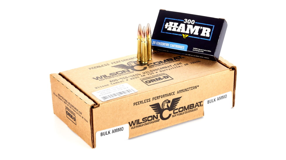 Wilson Combat Barnes TTSX 300 HAMR 110 Grain Brass Cased Pistol Ammo, 200 Round, A300HMR-110-TSX-BLK-200RD