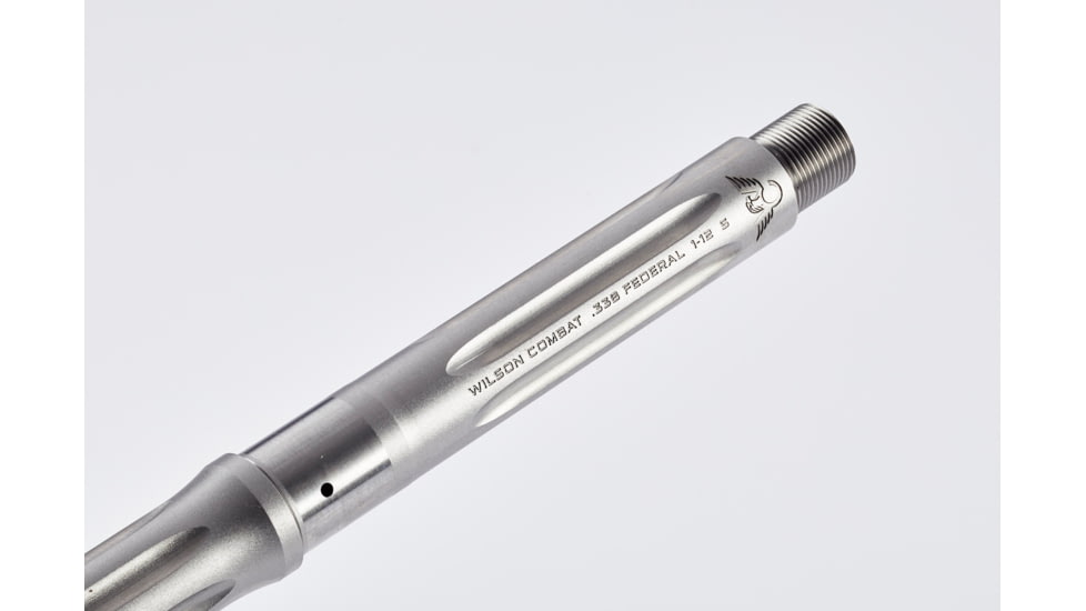 Wilson Combat Barrel, Match Grade, AR-10, .338 Federal, Tactical Hunter, 18in, Fluted, 5/8x24 TPI, 1-12 Twist, Stainless Steel, TR-338THRG18FT12