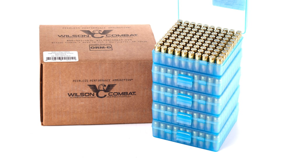 Wilson Combat Berry Mfg HBFN Bill Wilson Signature Jacketed Match/Training Load 9mm Luger 135 Grain Brass Cased Pistol Ammo, 500 Rounds, A9-135-HBFN-BLK-500RD