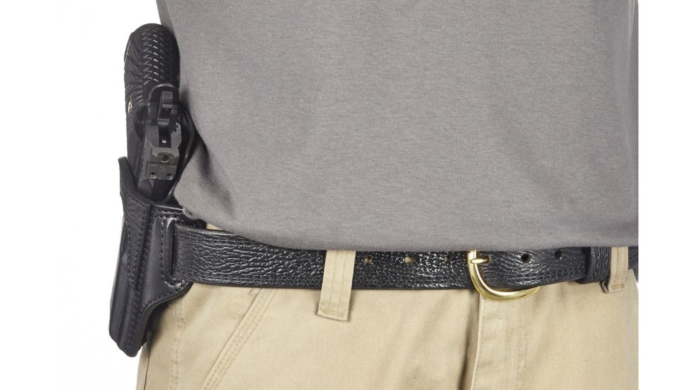 Wilson Combat Defender Holster, EDC X9, right Hand, 1.5in Belt, Black Leather with Shark Trim PLD9BLSR15