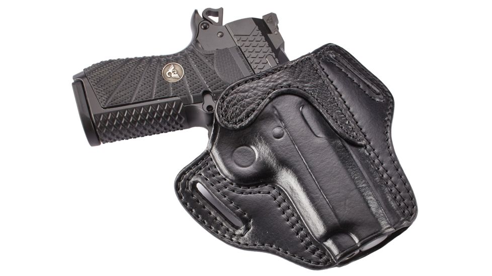 Wilson Combat Defender Holster, EDC X9, right Hand, 1.5in Belt, Black Leather with Shark Trim PLD9BLSR15