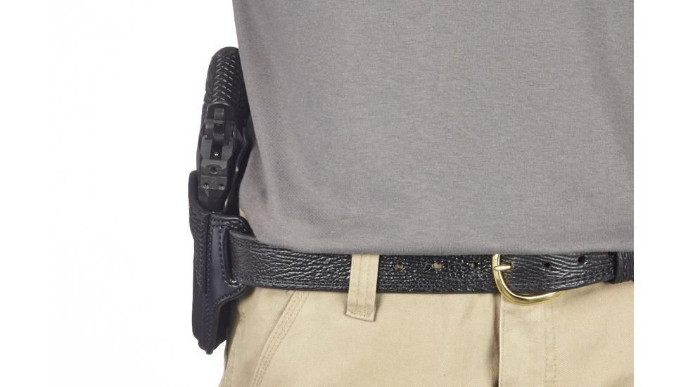 Wilson Combat Defender Holster, EDC X9 with Rail, right Hand, 1.5in Belt, Black Leather with Shark Trim PLD9BLSR15R