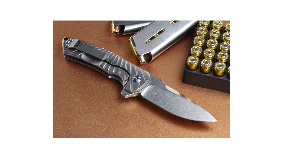 Wilson Combat Defiant Starburst Flipper, Titanium Framelock, Silver WTK-DSF