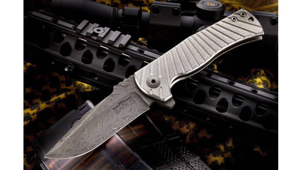 Wilson Combat Eagle Framelock Titanium Flipper, Stainless Damascus Blade WTK-EAGLE-D