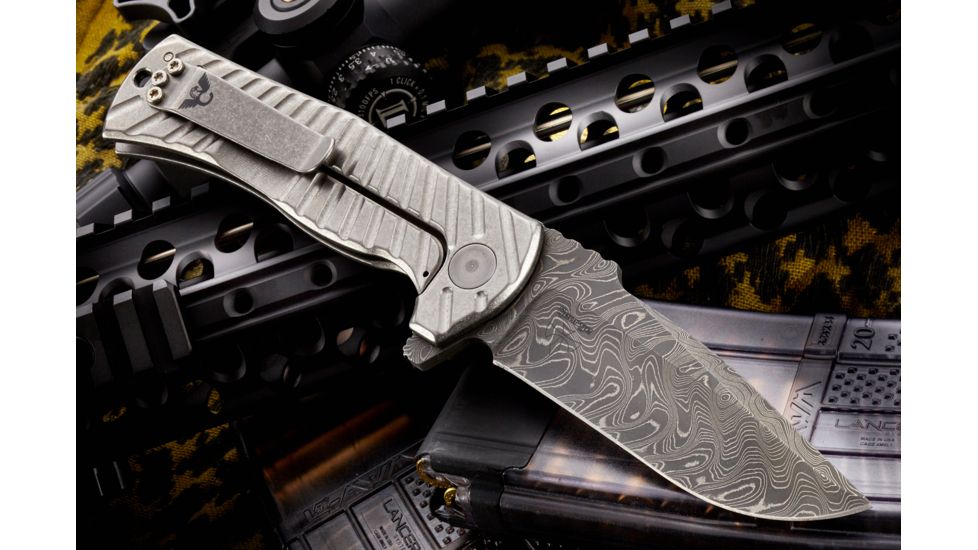 Wilson Combat Eagle Framelock Titanium Flipper, Stainless Damascus Blade WTK-EAGLE-D
