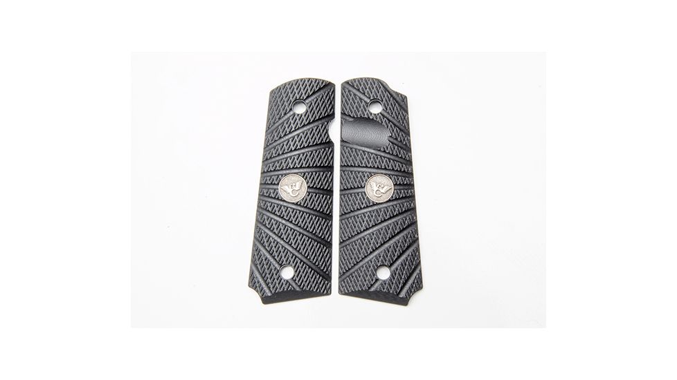 Wilson Combat Grips, Full-Size, Aggressive Starburst Pattern, Beveled Bottom, Black 738-FS-BB-BLK