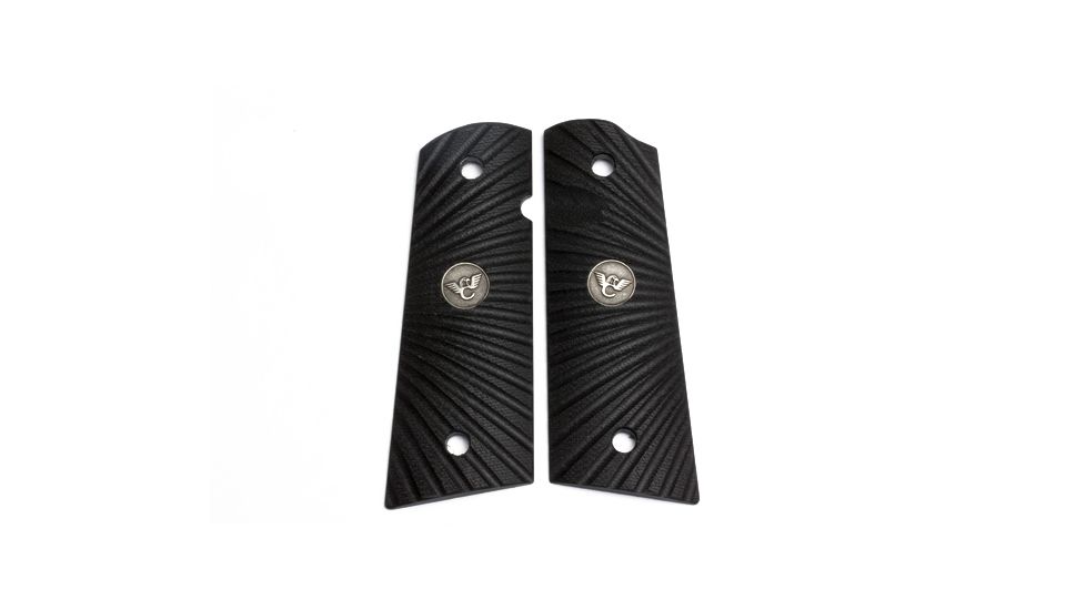 Wilson Combat Grips, Full-Size, Black G10, Starburst Pattern, Flat Bottom, Black 351ACFS