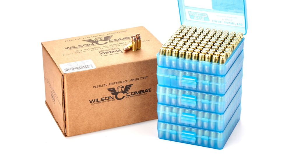 Wilson Combat Hornady Bill Wilson Signature Match 9mm Luger 147 Grain Round Nose Brass Cased Pistol Ammo, 500 Rounds, A9-147-RN-BLK-500RD