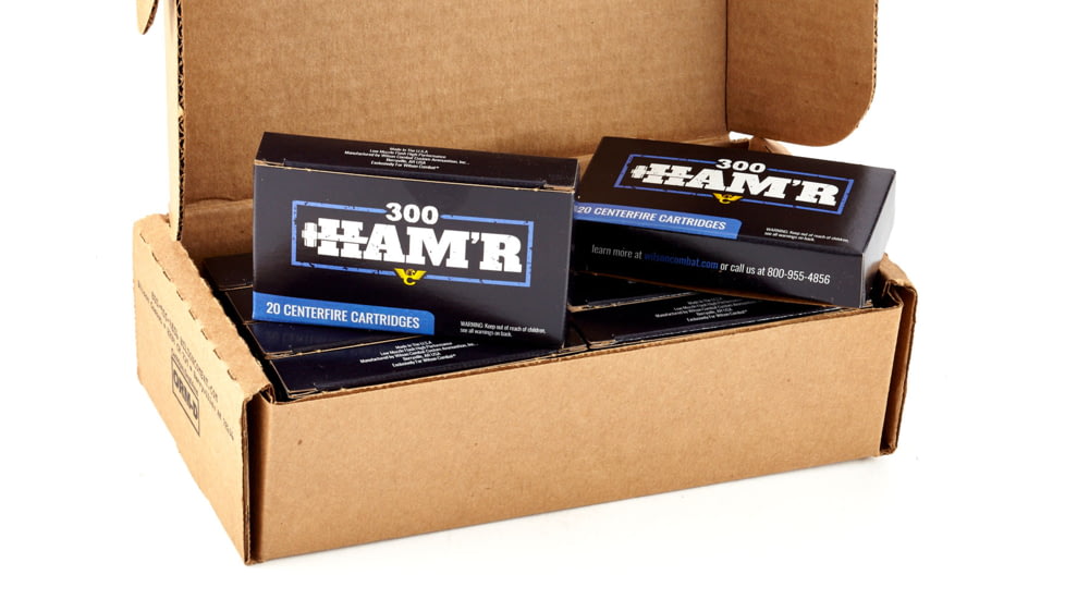 Wilson Combat Hornady SST 300 HAMR 150 Grain Brass Cased Pistol Ammo, 200 Round, A300HMR-150-SST-BLK-200RD