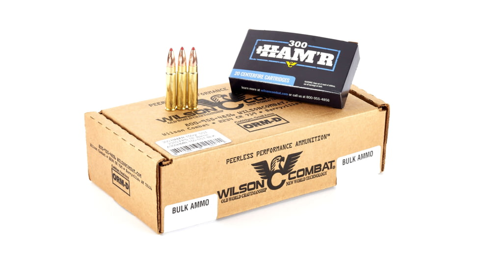 Wilson Combat Hornady SST 300 HAMR 150 Grain Brass Cased Pistol Ammo, 200 Round, A300HMR-150-SST-BLK-200RD
