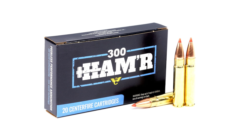Wilson Combat Hornady V-MAX 300 HAMR 110 Grain Brass Cased Pistol Ammo, 20 Round, A300HMR-110-VMAX-20RD