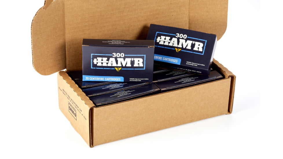 Wilson Combat Hornady V-MAX 300 HAMR 110 Grain Brass Cased Pistol Ammo, 200 Round, A300HMR-110-VMAX-BLK-200RD