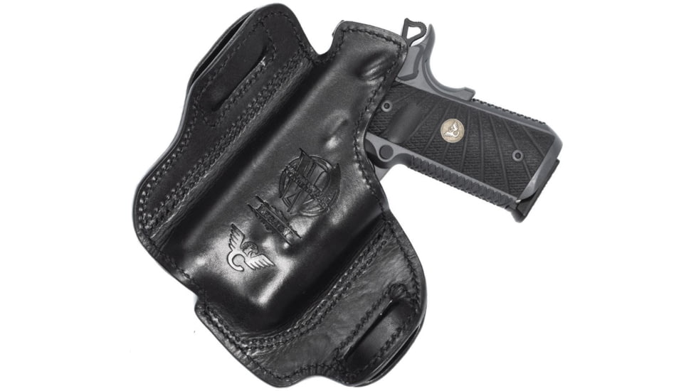 Wilson Combat Jason Winnie Leather Outside the Waistband Holster w/ Streamlight TLR-3, 1911 Compact/ Professional, Right, Black Elephant, CH2BER15WL
