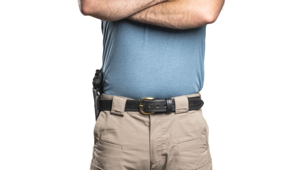 Wilson Combat Jason Winnie Leather Outside the Waistband Holster w/ Streamlight TLR-3, 1911 Compact/ Professional, Right, Black Elephant, CH2BER15WL
