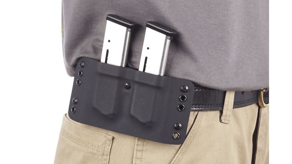 Wilson Combat Kydex Carry Double Magazine Pouch, 1911, Left Hand, 1.75in Belt, Black KC1BKL15D