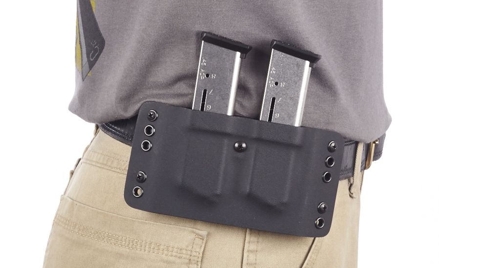 Wilson Combat Kydex Carry Double Magazine Pouch, 1911, Left Hand, 1.75in Belt, Black KC1BKL15D