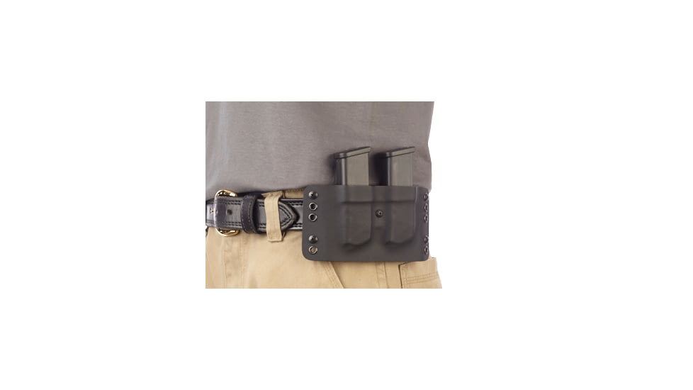 Wilson Combat Kydex Carry Double Magazine Pouch, Glock, Right Hand, 1.75in Belt, Black KC6BKR15D