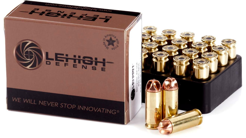 Lehigh Defense 10mm 115 Grain 09 Xtreme Defense Brass Pistol Ammo, 20 Rounds, LA10-115-XD