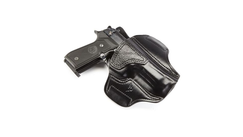 Wilson Combat Lo-Profile II Holster, Beretta 92, 96, Left Hand, 1.5in Belt, Black Leather with Shark Trim, MLP4BLSL15