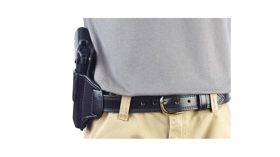Wilson Combat Lo-Profile II Holster, Beretta 92, 96 Compact, Right Hand, 1.5in Belt, Black Leather with Shark Trim MLP12BLSR15