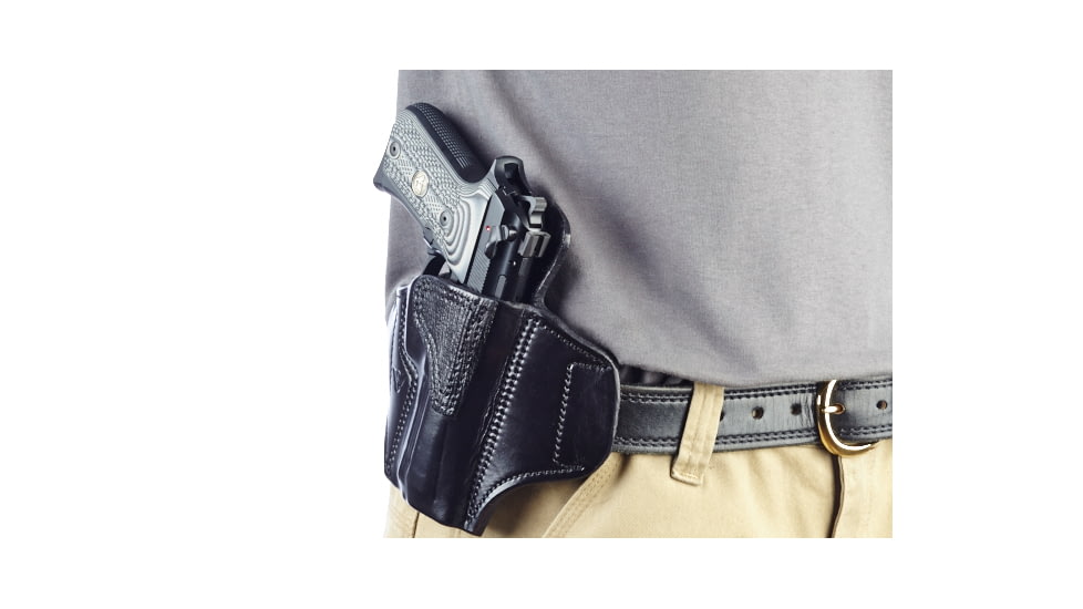 Wilson Combat Lo-Profile II Holster, Beretta 92, 96 Compact, Right Hand, 1.5in Belt, Black Leather with Shark Trim MLP12BLSR15