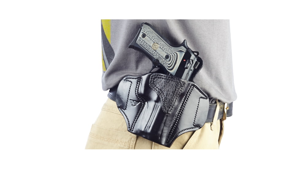 Wilson Combat Lo-Profile II Holster, Beretta 92, 96 Compact, Right Hand, 1.5in Belt, Black Leather with Shark Trim MLP12BLSR15