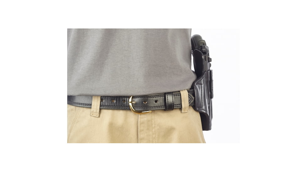 Wilson Combat Lo-Profile II Holster, Beretta 92, 96, Left Hand, 1.5in Belt, Black Leather with Shark Trim MLP4BLSL15
