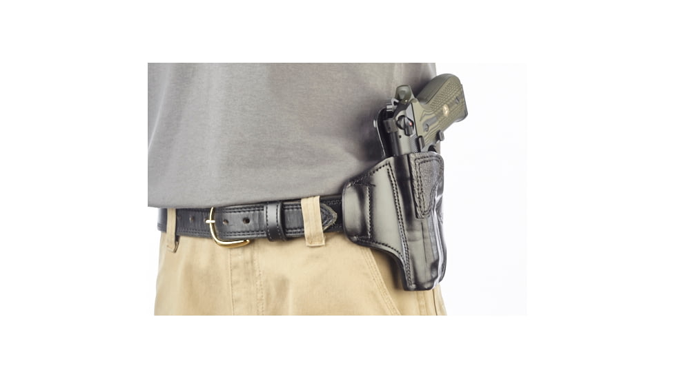 Wilson Combat Lo-Profile II Holster, Beretta 92, 96, Left Hand, 1.5in Belt, Black Leather with Shark Trim MLP4BLSL15
