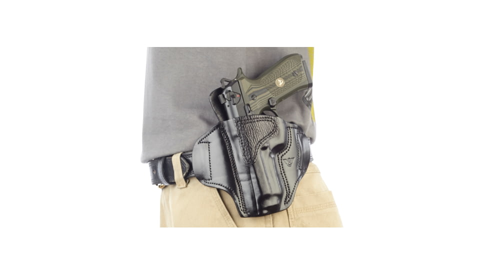 Wilson Combat Lo-Profile II Holster, Beretta 92, 96, Left Hand, 1.5in Belt, Black Leather with Shark Trim MLP4BLSL15