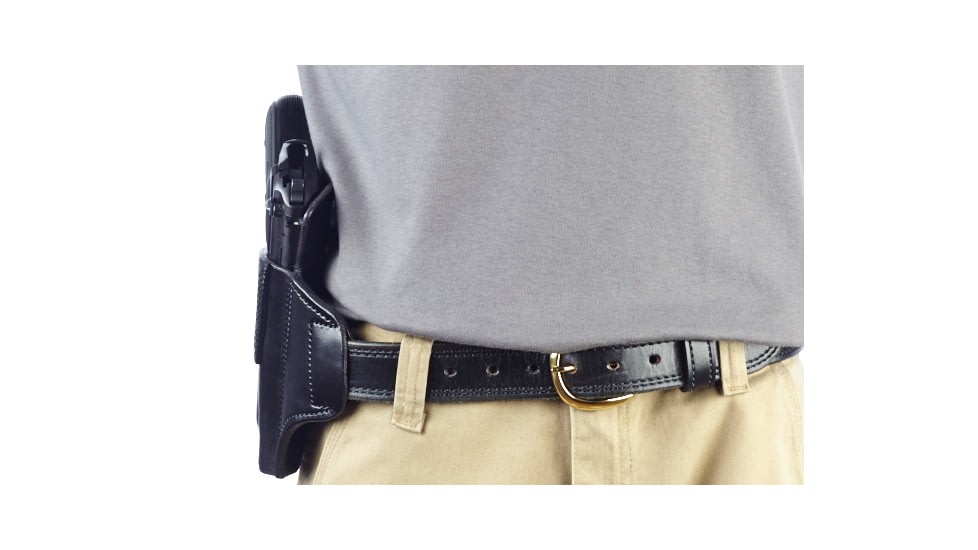 Wilson Combat Lo-Profile II Holster, Beretta 92, 96, Right Hand, 1.5in Belt, Black Leather with Shark Trim MLP4BLSR15