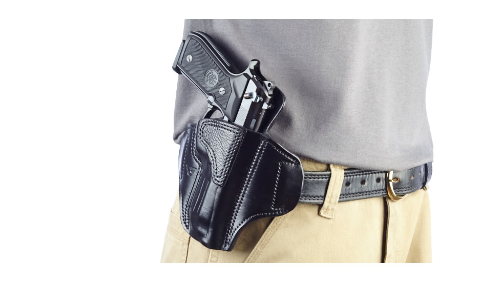 Wilson Combat Lo-Profile II Holster, Beretta 92, 96, Right Hand, 1.5in Belt, Black Leather with Shark Trim MLP4BLSR15