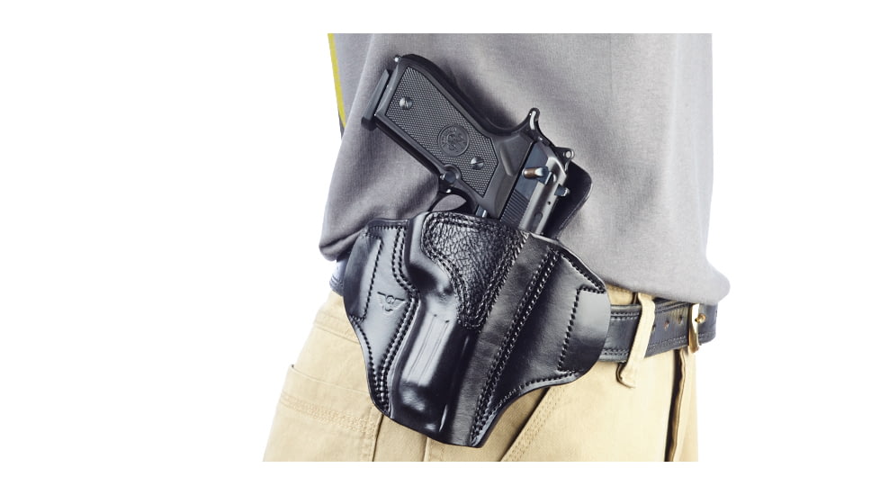 Wilson Combat Lo-Profile II Holster, Beretta 92, 96, Right Hand, 1.5in Belt, Black Leather with Shark Trim MLP4BLSR15