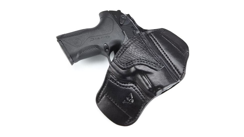 Wilson Combat Lo-Profile II Holster, Beretta PX4 Compact, Right Hand, 1.5in Belt, Black Leather with Shark Trim, MLP8BLSR15