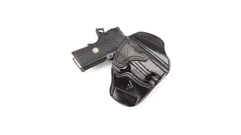 Wilson Combat Lo-Profile II Holster, Compact 1911, Left Hand, 1.5in Belt, Black Leather with Shark Trim, MLP2BLSL15