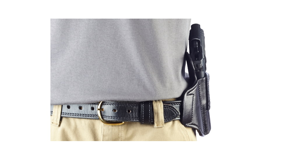 Wilson Combat Lo-Profile II Holster, Compact 1911, Left Hand, 1.5in Belt, Black Leather with Shark Trim MLP2BLSL15