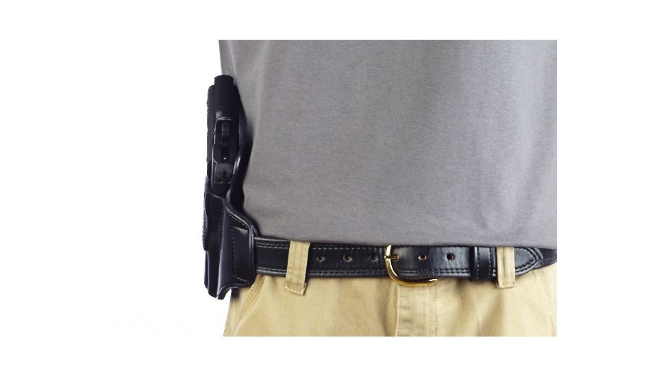 Wilson Combat Lo-Profile II Holster, Compact 1911, Right Hand, 1.5in Belt, Black Leather with Shark Trim MLP2BLSR15