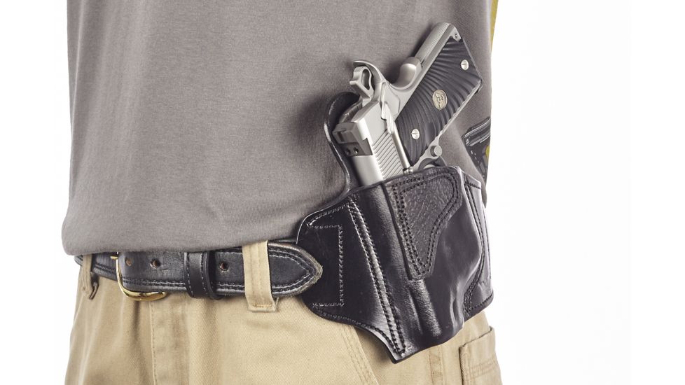 Wilson Combat Lo-Profile II Holster, Compact 1911 with TLR-6 Weapon Light, Lt. Hand, 1.5in Belt, Black Leather w/ Shark Trim MLP2BLSL15WL6