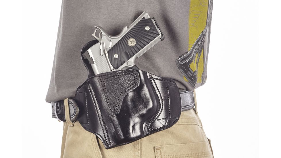 Wilson Combat Lo-Profile II Holster, Compact 1911 with TLR-6 Weapon Light, Lt. Hand, 1.5in Belt, Black Leather w/ Shark Trim MLP2BLSL15WL6