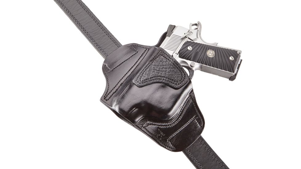 Wilson Combat Lo-Profile II Holster, Compact 1911 with TLR-6 Weapon Light, Lt. Hand, 1.5in Belt, Black Leather w/ Shark Trim MLP2BLSL15WL6