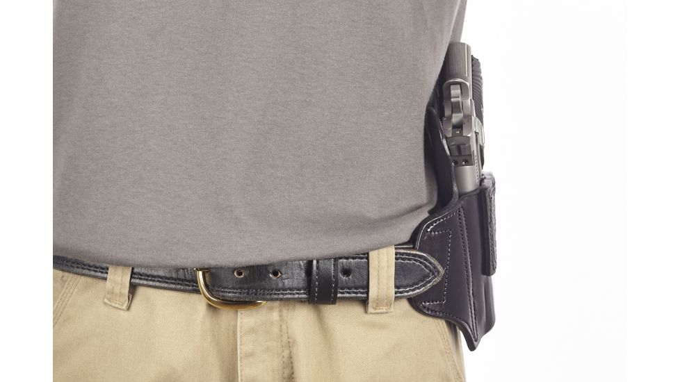 Wilson Combat Lo-Profile II Holster, Compact 1911 with TLR-6 Weapon Light, Lt. Hand, 1.5in Belt, Black Leather w/ Shark Trim MLP2BLSL15WL6