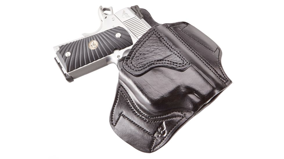 Wilson Combat Lo-Profile II Holster, Compact 1911 with TLR-6 Weapon Light, Rt Hand, 1.5in Belt, Black Leather w/ Shark Trim MLP2BLSR15WL6