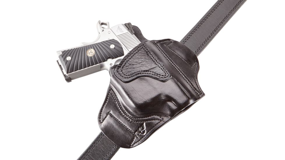 Wilson Combat Lo-Profile II Holster, Compact 1911 with TLR-6 Weapon Light, Rt Hand, 1.5in Belt, Black Leather w/ Shark Trim MLP2BLSR15WL6