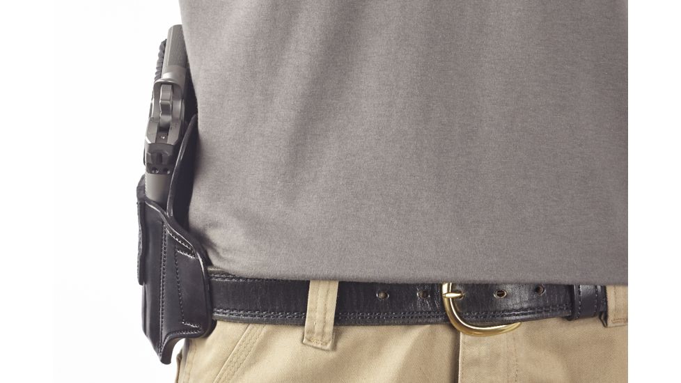 Wilson Combat Lo-Profile II Holster, Compact 1911 with TLR-6 Weapon Light, Rt Hand, 1.5in Belt, Black Leather w/ Shark Trim MLP2BLSR15WL6